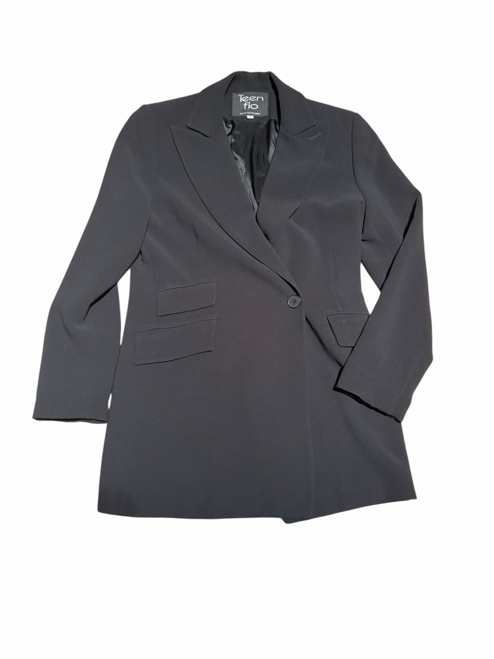 Teenflo Black Longline Single-Button Blazer